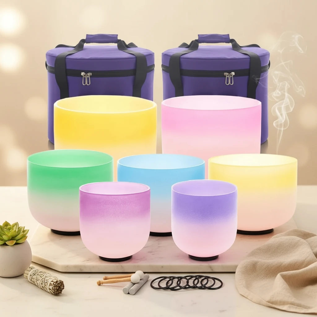 7-Piece 432Hz Crystal Singing Bowl Set