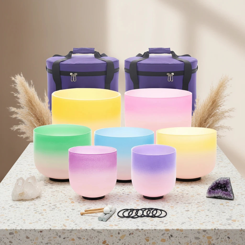 7-Piece 432Hz Crystal Singing Bowl Set