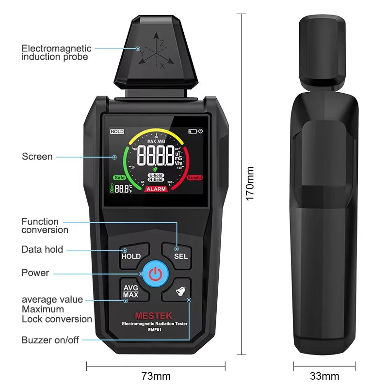 EMF01 Electromagnetic Radiation Detector

High-Precision EMF Meter • Electric Field & Magnetic Field Tester • Home & Office Safety Monitor