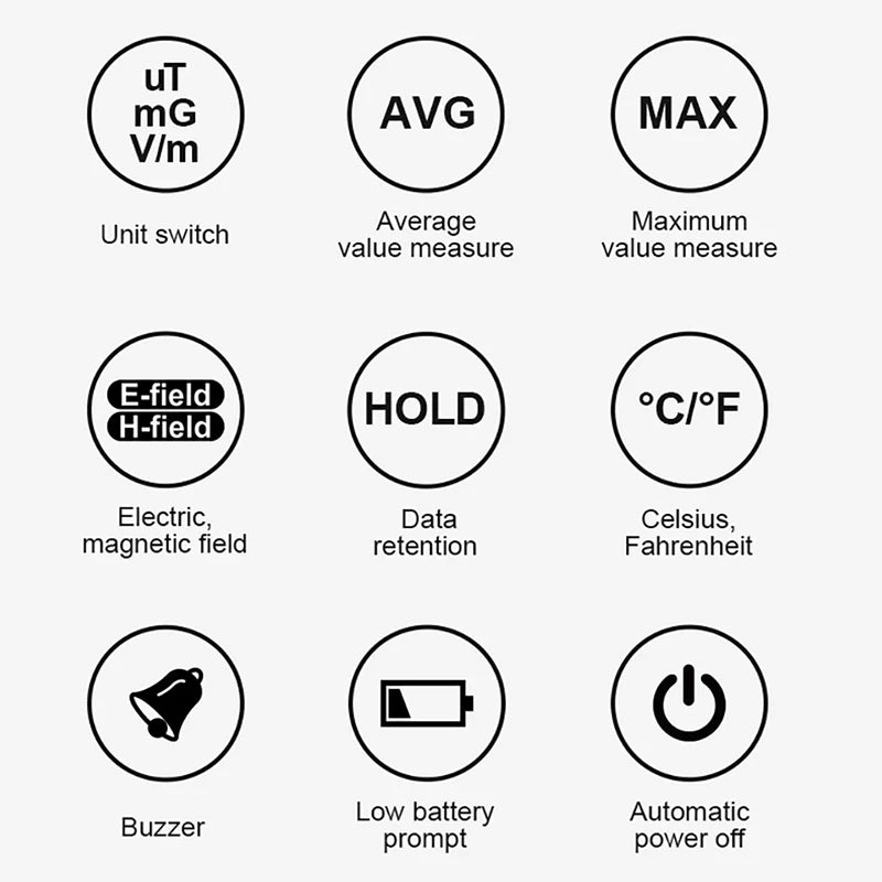 EMF01 Electromagnetic Radiation Detector

High-Precision EMF Meter • Electric Field & Magnetic Field Tester • Home & Office Safety Monitor