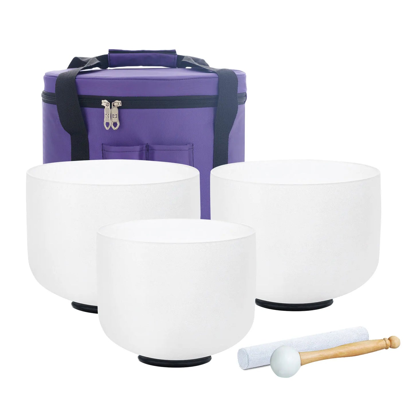 🌿 KVKA 3-Piece Crystal Singing Bowl Set (6” B • 8” G • 10” E)