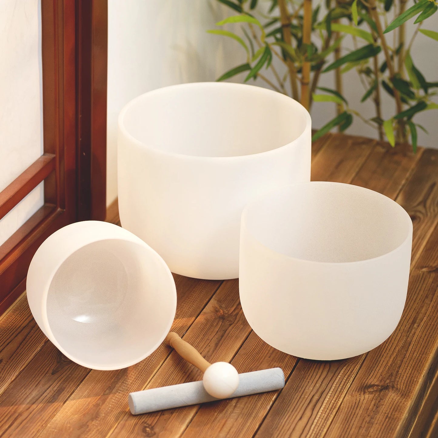 🌿 KVKA 3-Piece Crystal Singing Bowl Set (6” B • 8” G • 10” E)